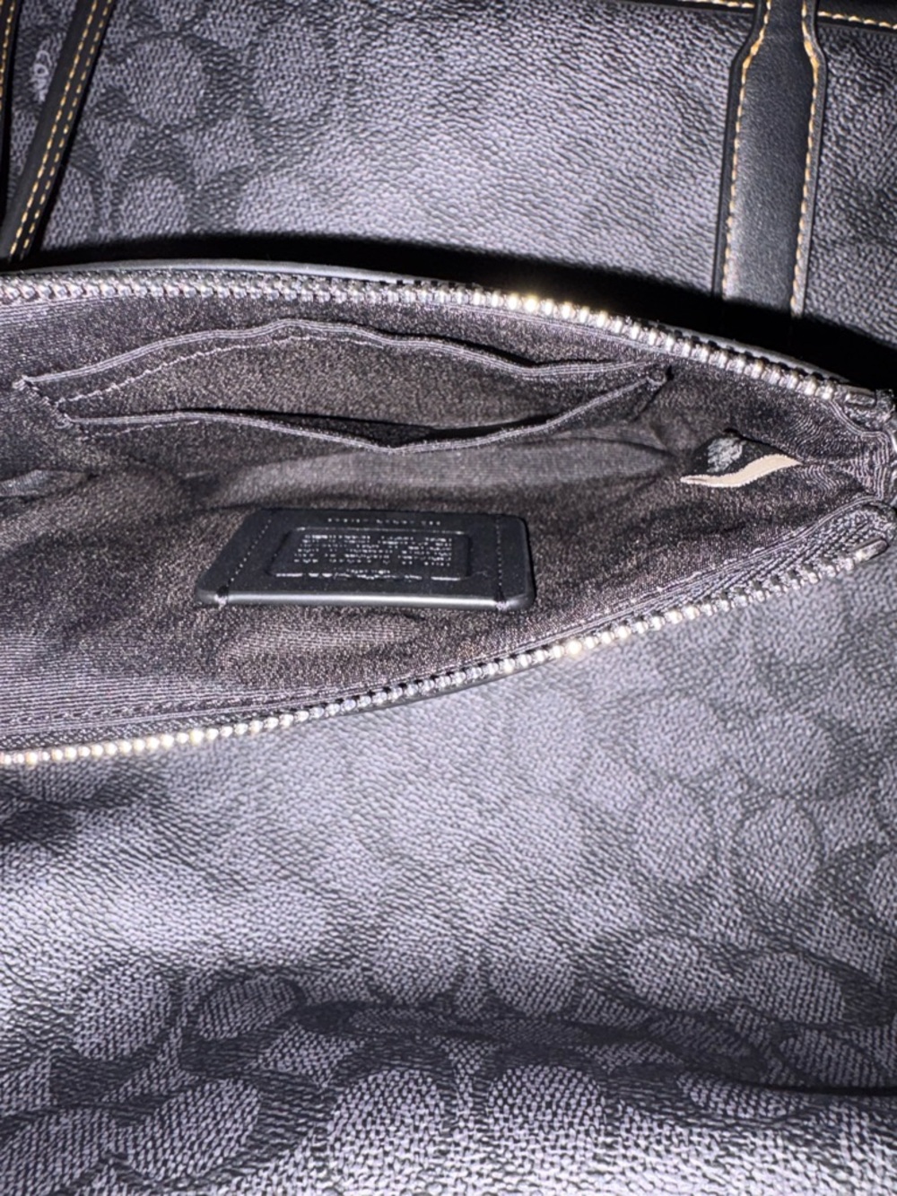 2 PIECE SET COACH Black Signature Tote and wristlet with Moon & Cat Motif - Picture 9 of 9